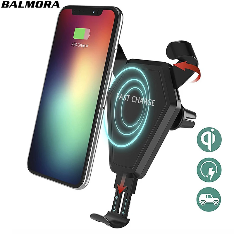 BALMORA автомобиля Быстрая Зарядка QI Беспроводной Зарядное устройство для iPhone X 8 plus