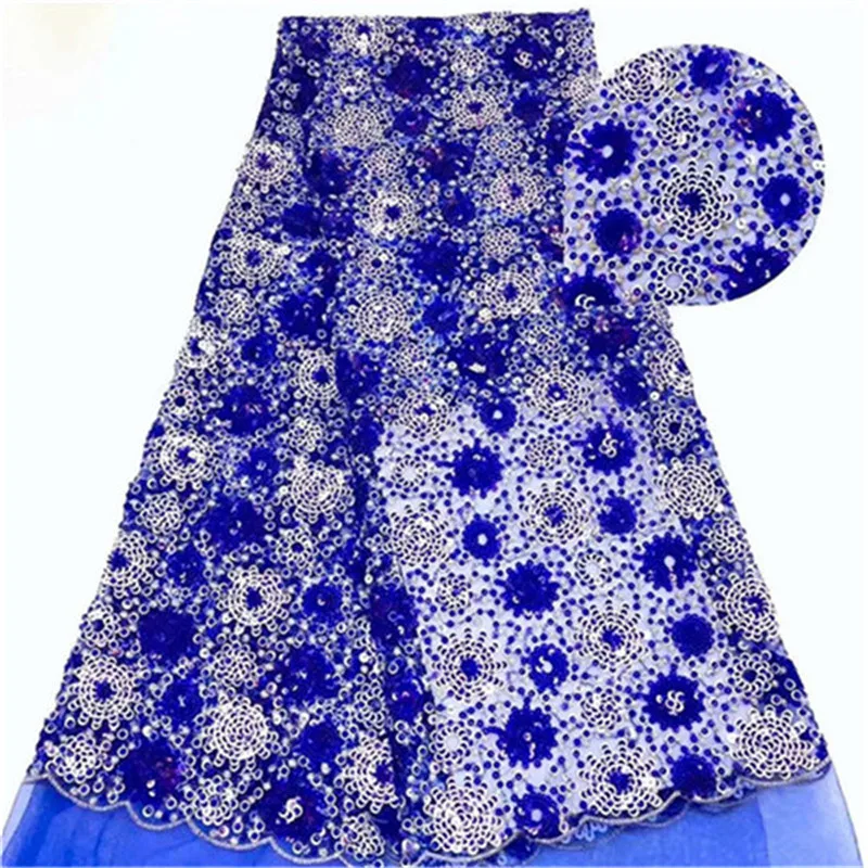 2019 Latest Nigerian Sequins Laces Fabrics High Quality Tulle African Fabric Wedding Dress French Lace Material 5yards/Lot | Дом и сад