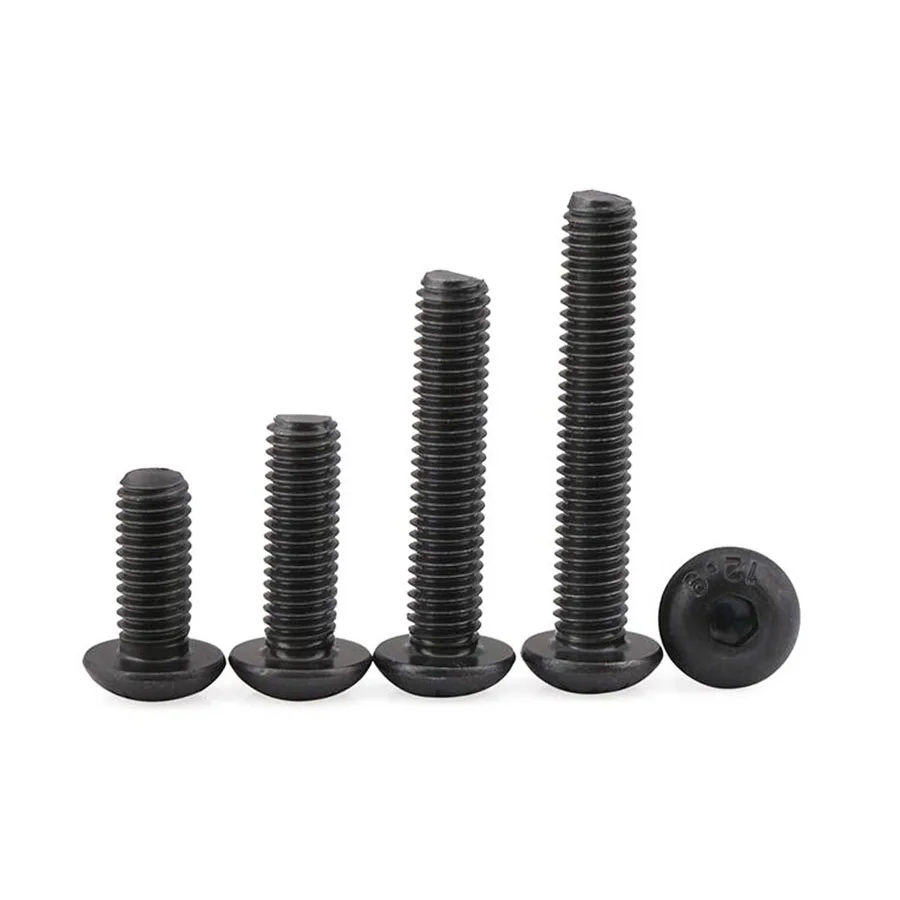 3-20Pcs DIN7380 Grade 12.9 M3 M4 M5 M6 M8 Series Black Hexagon Socket Head Screws Round Pan Cup | Обустройство дома