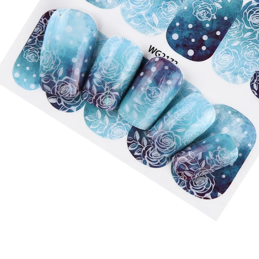 Ногтей Стикеры Водные Наклейки Для женщин Голубая роза трансфер Nail Art украшения
