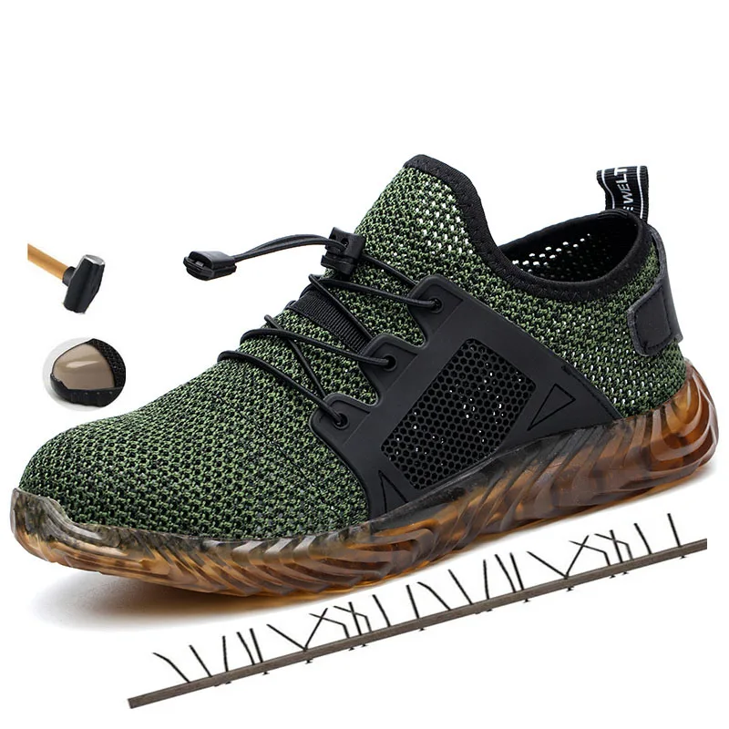 

Drop Ship Outdoor Summer Men's Breathable Steel Toe Anti Smash Protective Safety Shoes Men Puncture Proof Low Work Shoes Boots