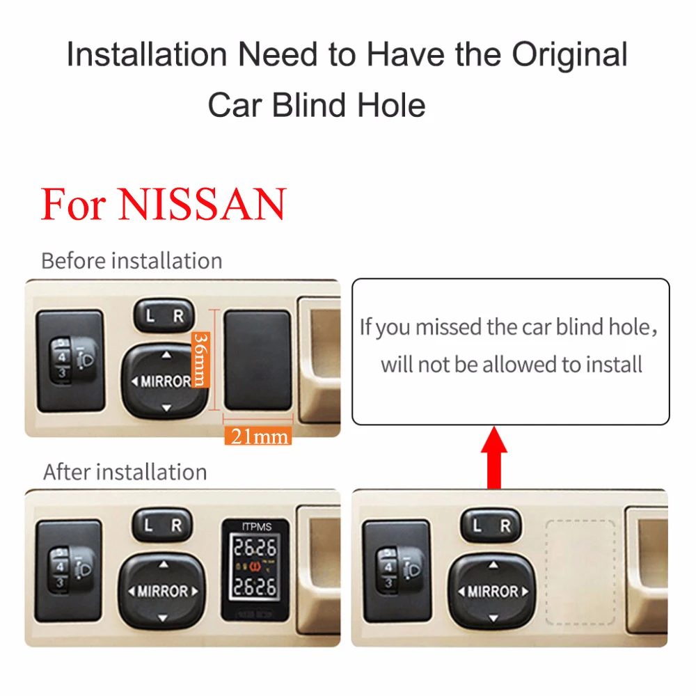 Для NISSAN CAREUD U912 автомобильный беспроводной TPMS система контроля давления в шинах с 4 внешними датчиками ЖК-дисплей Встроенный монитор