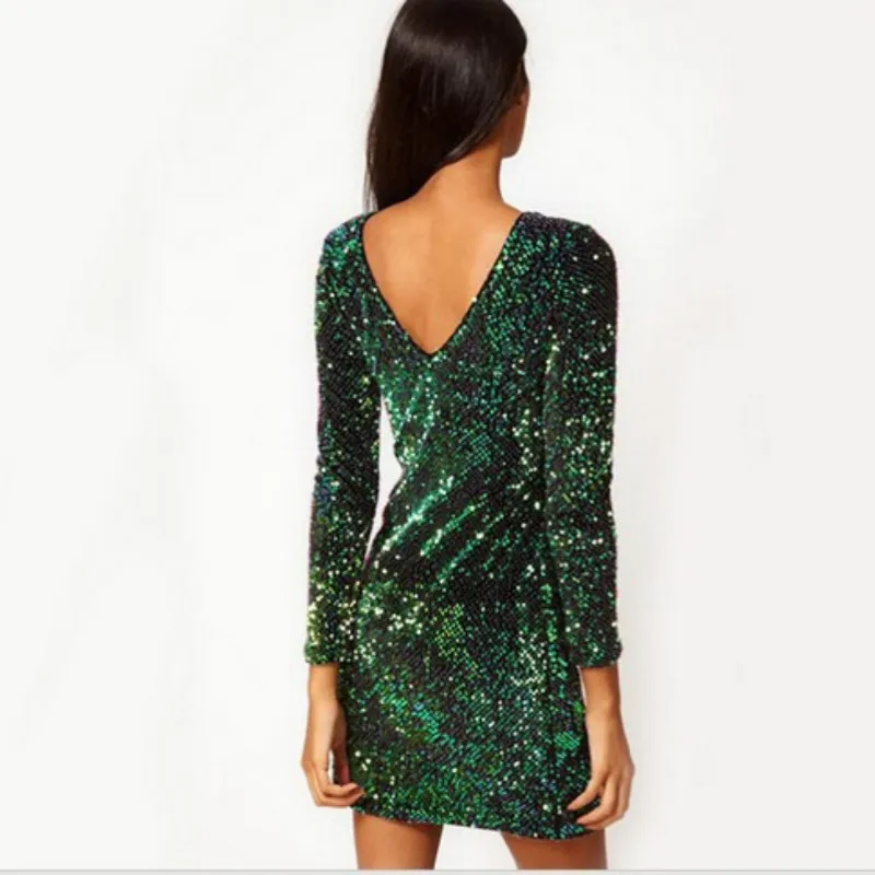 2019 зеленое платье с пайетками женские сексуальные Клубные платья облегающие