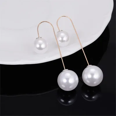 White pearl Двухсторонние серьги уникальный дизайн жемчужные Двухсторонние серьги E1404 - Окраска металла: White pearl