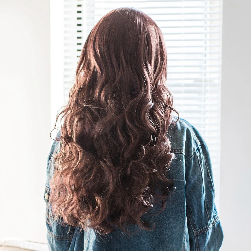 Очаровательный Смешанные Коричневый Пушистый Волнистые Синтетические Пробор