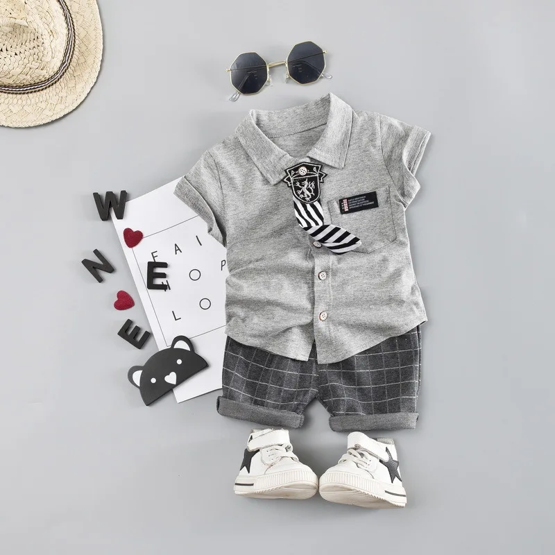 Little Boys Party Clothing Baby 2pieces/Set Sets White Shirt with Tie + Shorts Infant Outfits Set Clothes Suit |