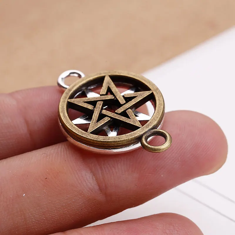 Двухсторонние Подвески с пентаграммой для браслетов DIY фурнитура и компоненты