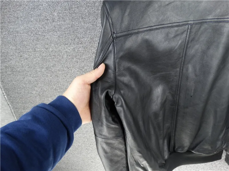 Куртка Пилота авиационного размера плюс 5XL из натуральной овчины, черная куртка из натуральной кожи, мужская куртка-бомбер из овчины, пальто авиатора