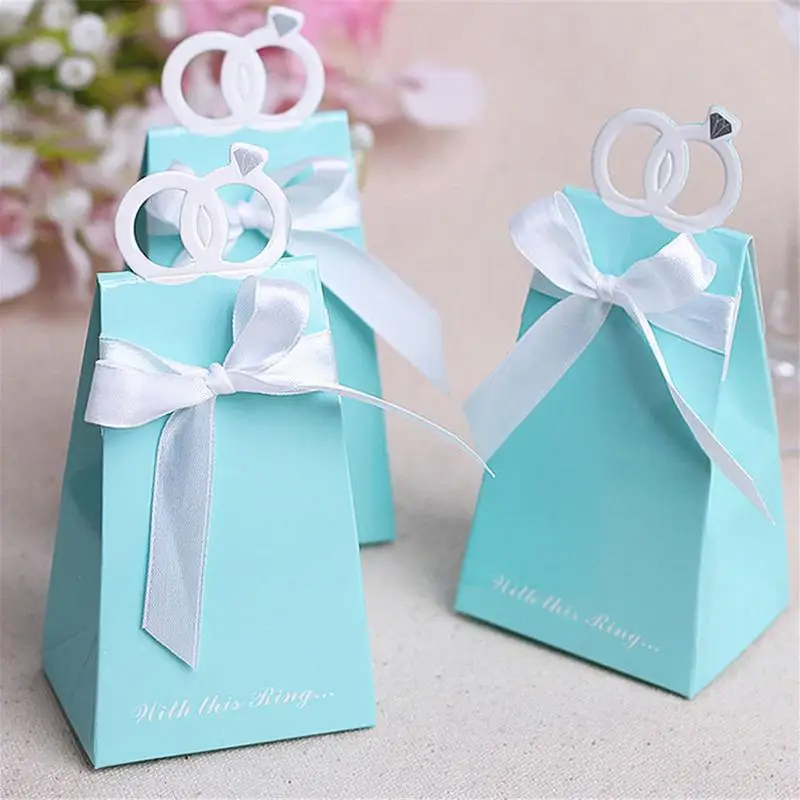20 шт./упак. свадебные принадлежности голубое АЛМАЗНОЕ КОЛЬЦО коробка для конфет