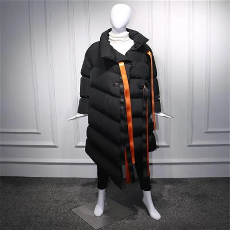 Зимняя куртка-пуховик на белом утином пуху 2018 женское длинное пальто с