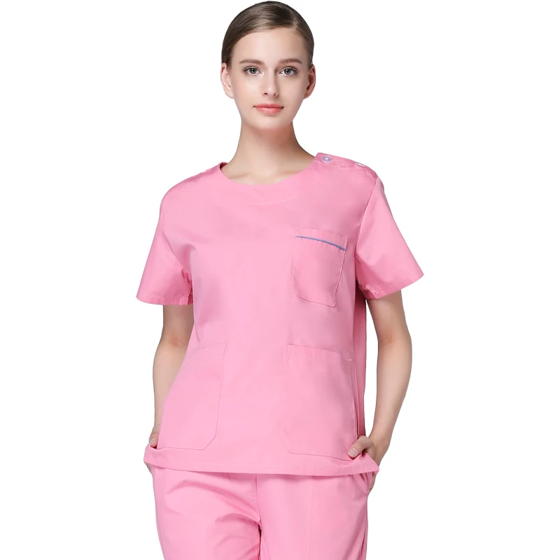 pink suits Новое поступление больничные высококачественные женские розовые костюмы с круглым воротником медицинская Униформа с короткими рукавами Хирургическая Одежда с брюками - Цвет: pink suits