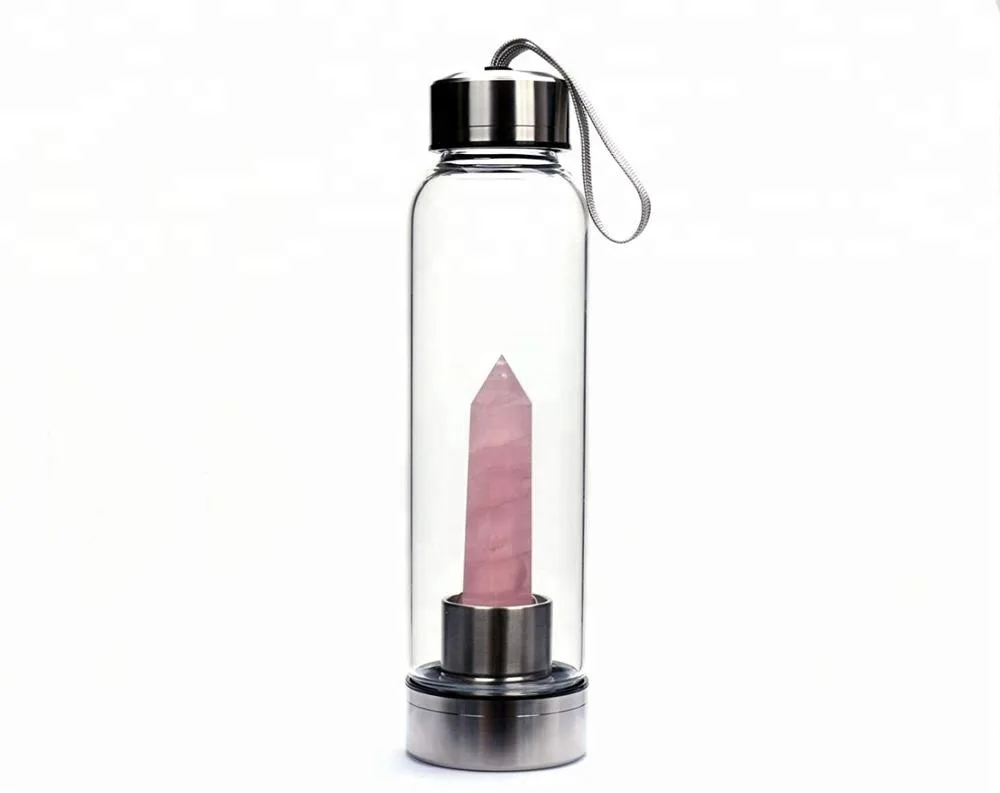 Pink crystal cup Горячая Прямая Натуральный прозрачный кристалл целебное обелисковое палочка Elixir кварцевые бутылки для воды Инструменты - Цвет: Pink crystal cup