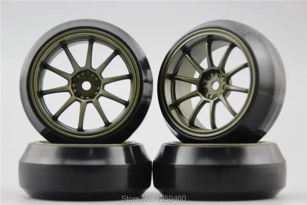 4 шт. RC 1/10 твердый Drift Tire обод колеса с шиной W10S2BR мм Смещение (живопись Brozen)