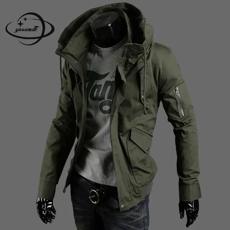 

Asian Size S-5xl Men Jacket Autumn Winter Male Solid Hooded Coat Cotton Windbreaker Zipper Slim Fit Pocket Outerwear Y73