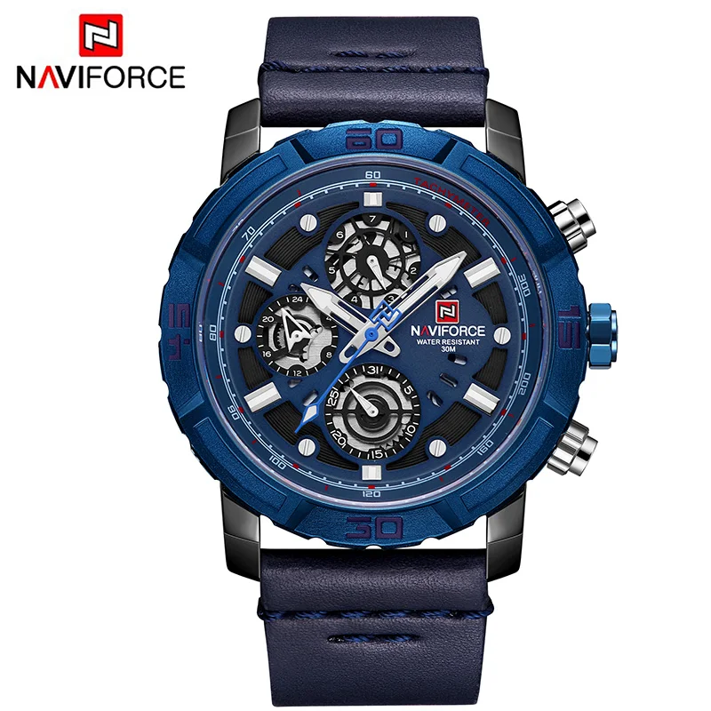 NAVIFORCE мужские часы водонепроницаемые противоударные спортивные 30 м Модные