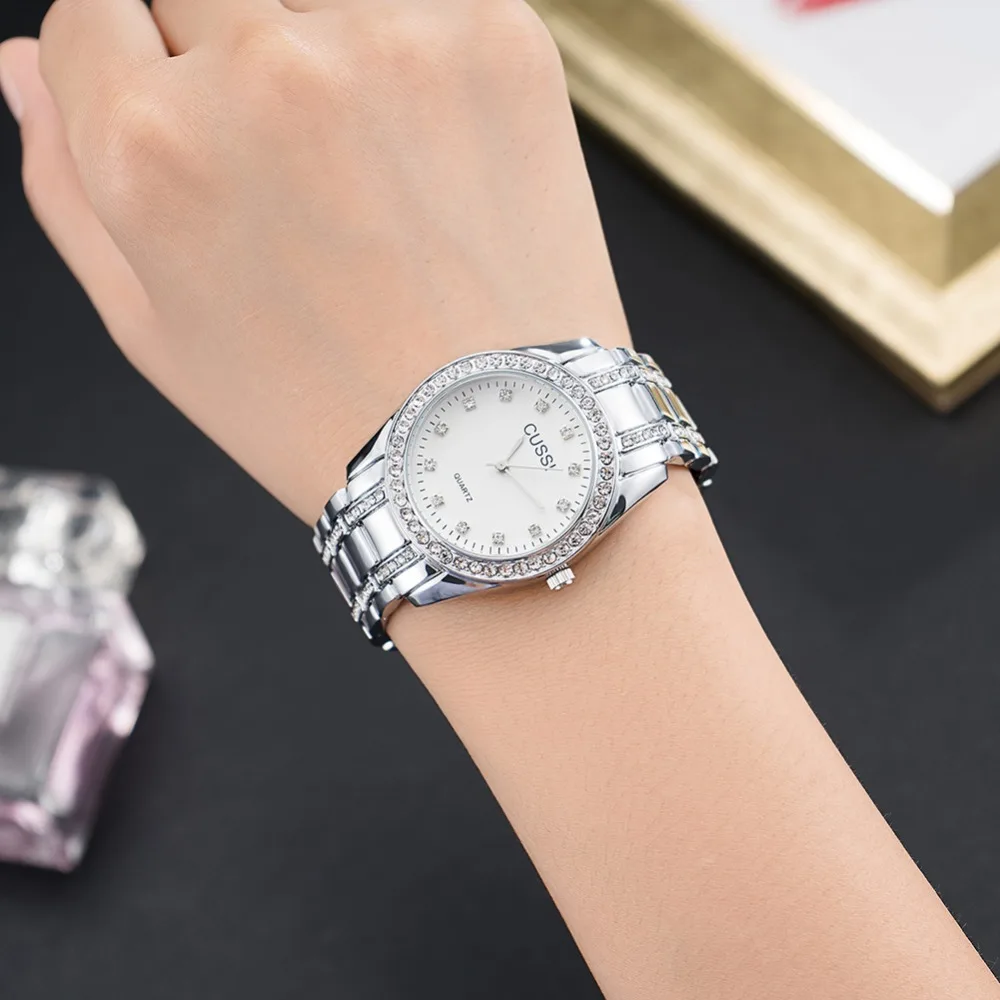 CUSSI 2019 Luxury Women Watches with Rhinestones Ladies Bracelet Fashion Quartz Wristwatch relogio feminino Clock | Наручные часы