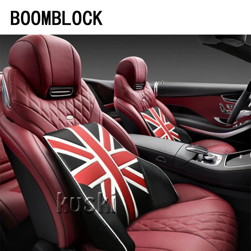 

BOOMBLOCK 1pcs Car Back Seat Cushion Flag Pattern For Mercedes W204 W210 AMG Benz Bmw E36 E90 E60 Fiat 500 Volvo S80 Accessories