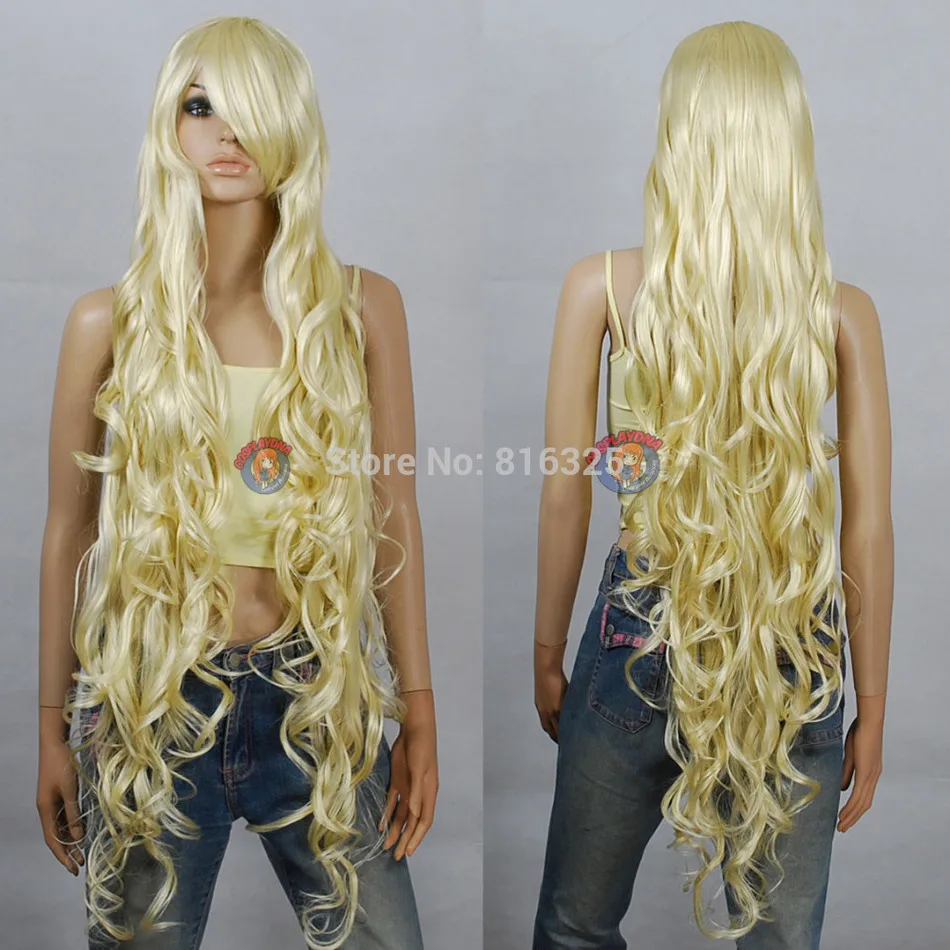 FREE P&ampP&gtBlonde Curly Wavy Long Cosplay Wig - 40 inch CosplayDNA Wigs |