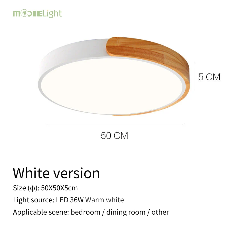 Dia50cm Warm white Круглый Деревянный светодиодный потолочный светильник с пультом дистанционного управления, цветной потолочный светильник для гостиной, столовой, кухни - Цвет корпуса: Dia50cm Warm white