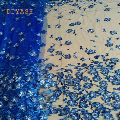 Африканская французская кружевная Тюлевая ткань с кружевными границами 3D