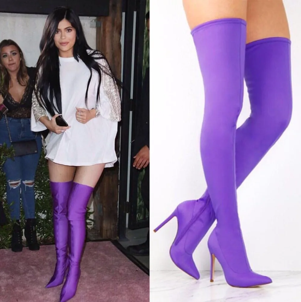 Luxury Trendy Thigh High Over Knee Boots Woman Fashion Slip-On Stiletto Botas Mujer 2019 New Party Shoes Heels Ladies | Обувь