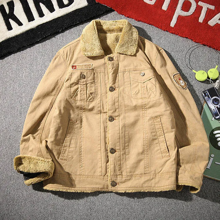 Khaki LetsKeep зимняя мужская военная куртка-бомбер размера плюс 4XL 5XL черные зимние тактические пальто флис пилот MA1 куртки для мужчин A234 - Цвет: Khaki