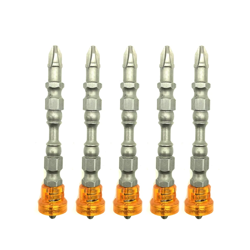 5pcs yellow double 5 шт. PH2 Магнитная отвертка бит против скольжения S2 стальной электрический отвертка набор 1/" шестигранный хвостовик с одной головкой электроинструменты DT6 - Цвет: 5pcs yellow double