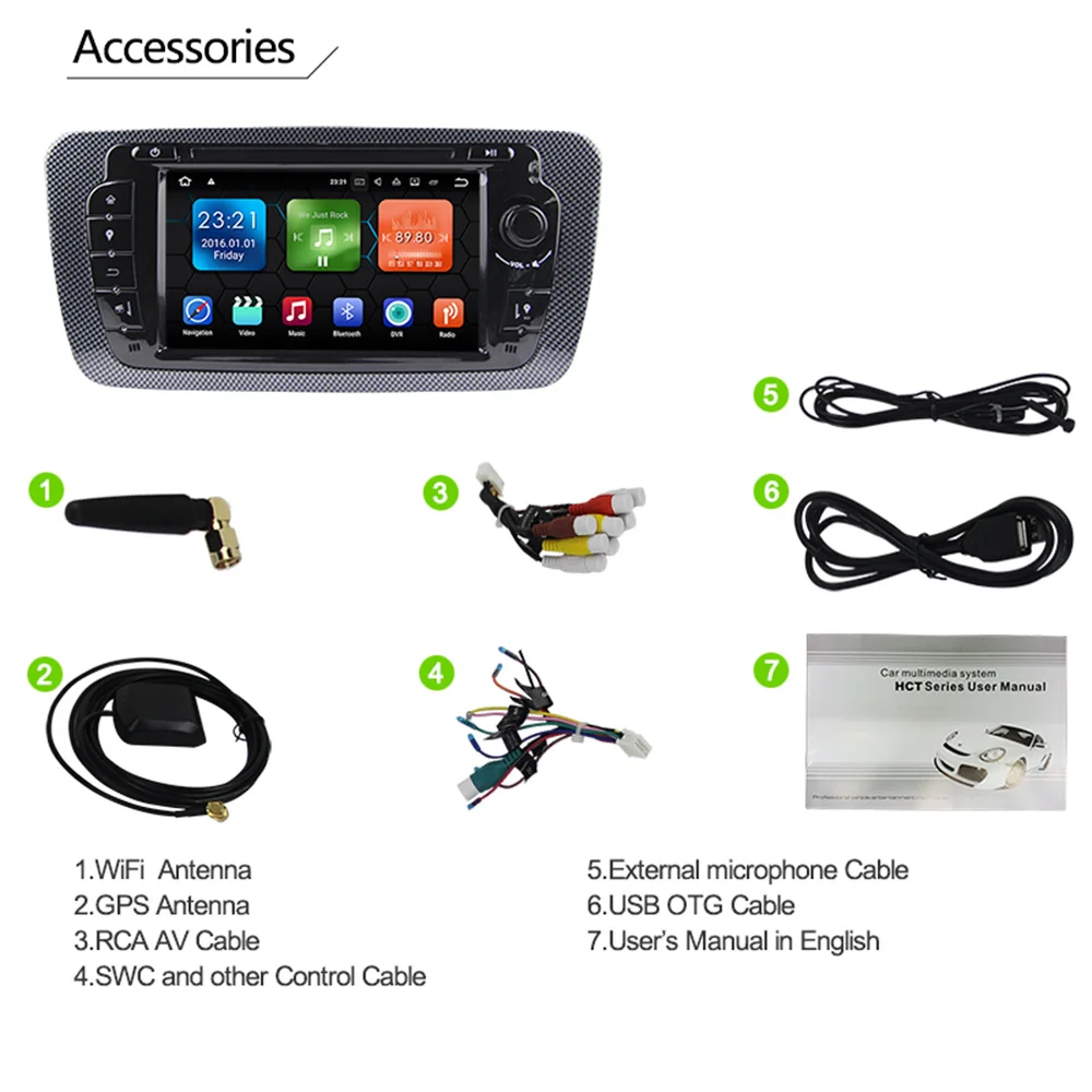 Eunavi 2din Android 9 0 Amazon Kindle Fire 7 ''Quad core Автомобильный мультимедийный dvd-плеер для Seat