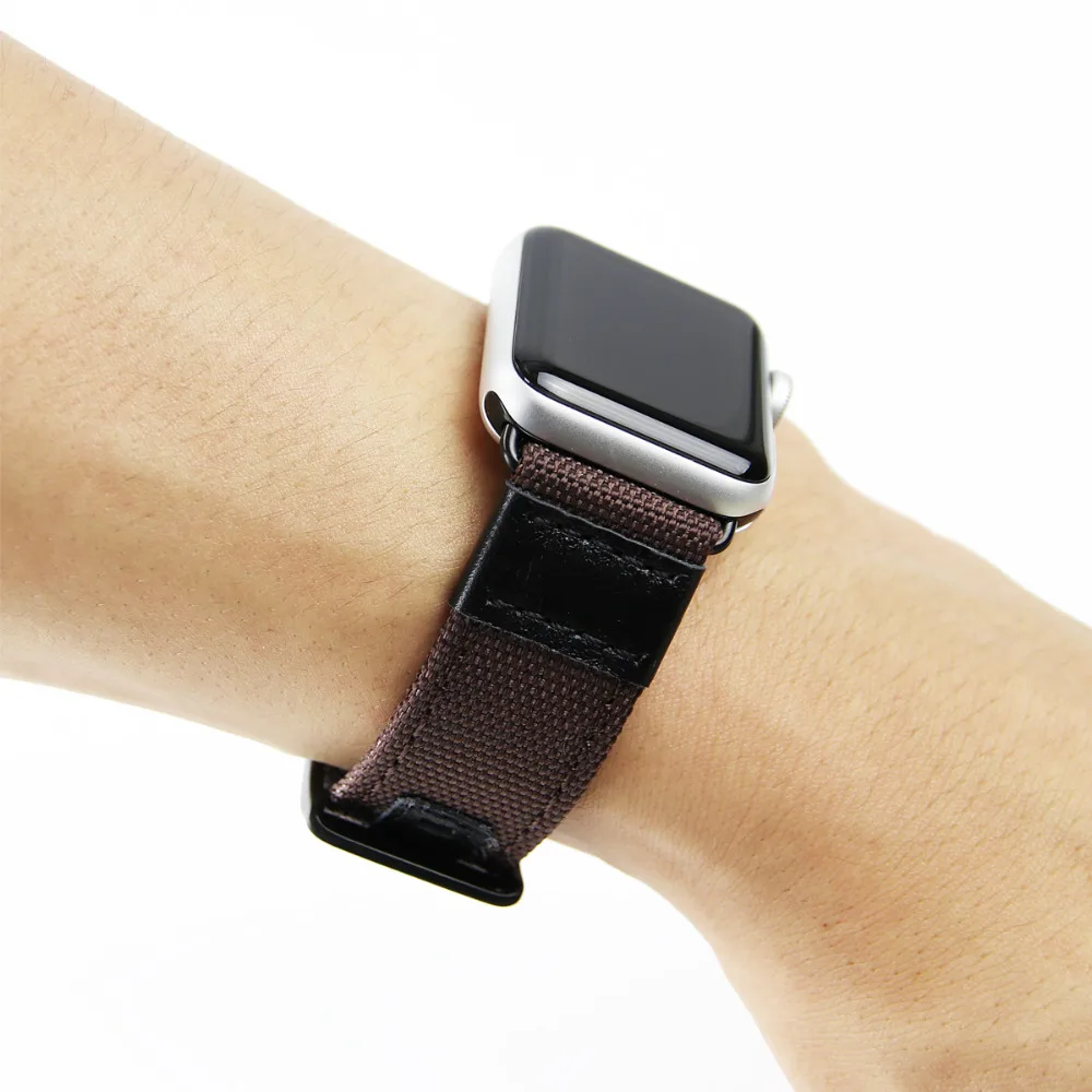 Нейлон+ кожаный ремешок для apple watch 3/2/1 42 мм/38 мм Наручные Классические прочная ткань металлической пряжкой браслет ремешок для часов