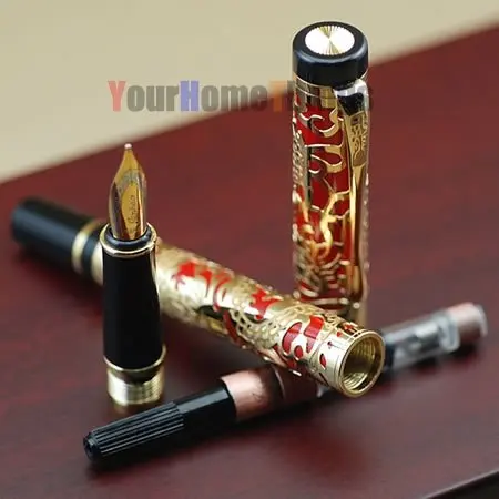 Jinhao 5000 перьевая ручка с рельефным изображением дракона красным перьевым