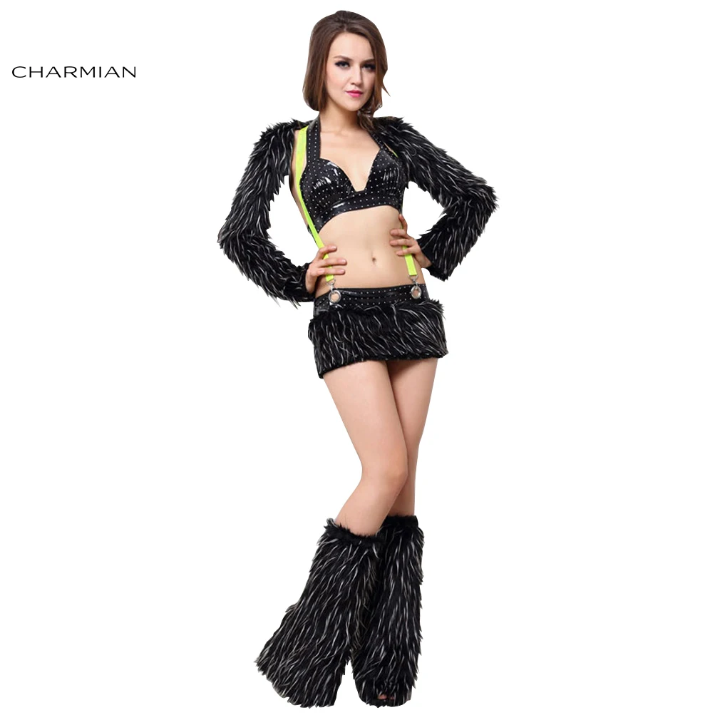 Сексуальные женские танцевальные костюмы Charmian черная танцевальная юбка для