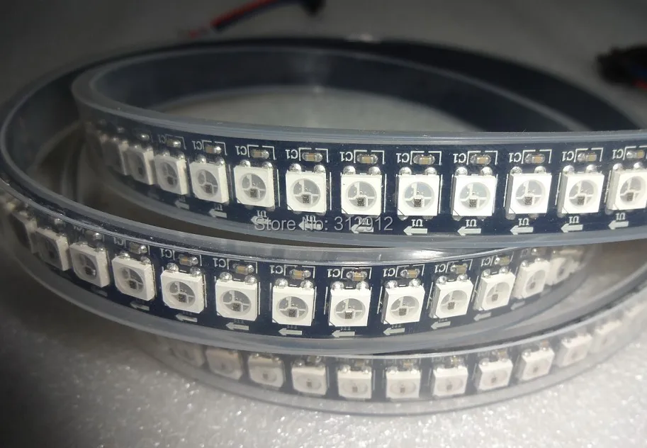 1M long 144leds/m WS2812B(5050 rgb led with WS2811 IC built-in) pixel strip DC5V waterproof in silicon tube BLACK PCB | Лампы и