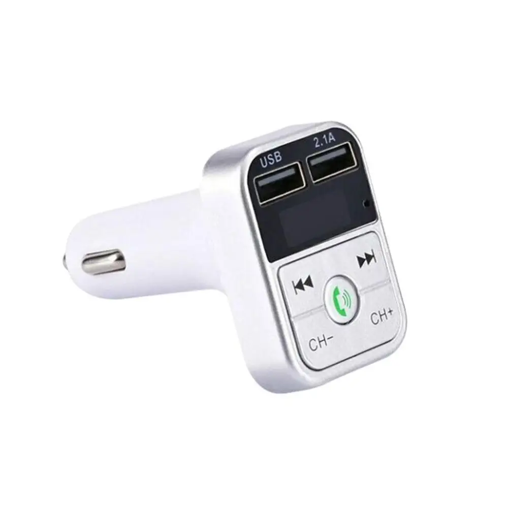 Беспроводная гарнитура Bluetooth fm-передатчик ЖК MP3-плеер Авто fm-модулятор USB зарядное устройство mp3-плеер - Название цвета: Серебристый