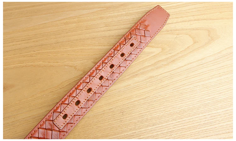 High Quality Top Layer Cow Leather Belt Handmade Men's Belt Cowskin Business Style Woven Pattern Casual Belts for Male