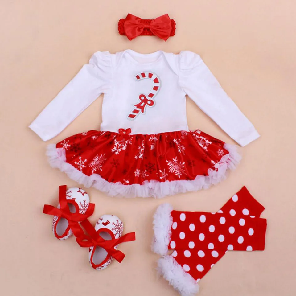 Комплекты из 4 предметов одежда для маленьких девочек красное рождественское