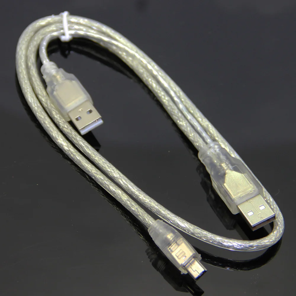 Bochara 2в1 USB 2,0 Тип A папа с USB питание к Mini 5P Мужской кабель Y сплиттер двойное экранирование(фольга+ Плетеный) для HDD