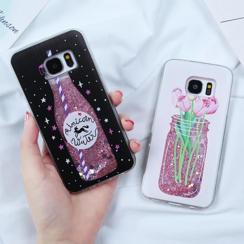 Чехол для samsung Galaxy S7 край S8 S9 S10 Plus Note 9 10 плюс A5 A50 A70 A7 J5 J7 J3 Жидкий блеск динамический чехол s