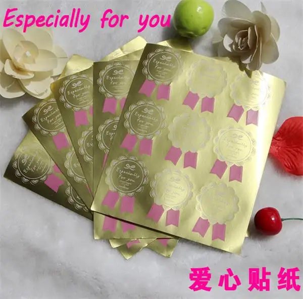 90Pcs/Lot New Golden Pink Badge Especially For You Handmade Cake Packaging Sealing Label Kraft Sticker Baking DIY Gift Stickers | Дом и сад