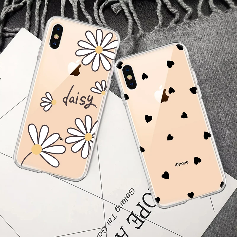 Милый чехол из ТПУ с изображением сердца для iPhone XS Max X XR 7 8 6S 6 Plus модный прозрачный