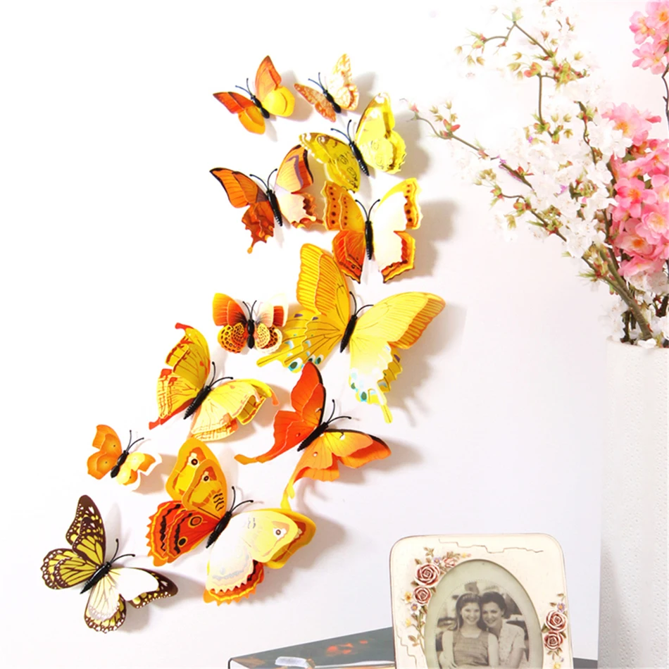 12 шт. настенные 3D наклейки с имитацией бабочек|decor wall sticker|decorative tile stickersdecoration sticker |