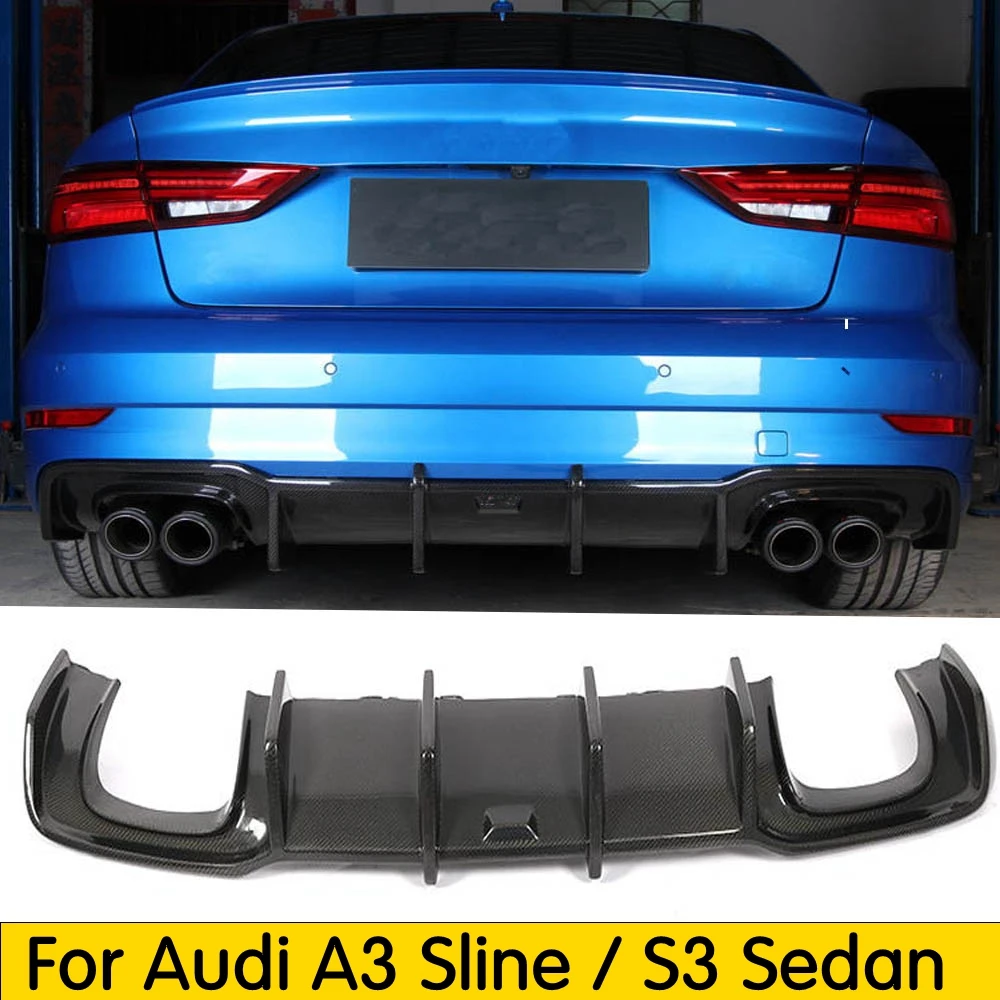 Углеродного волокна диффузор губа на задний бампер для Audi A3 S3 Sline / седан 2017 2018 2019