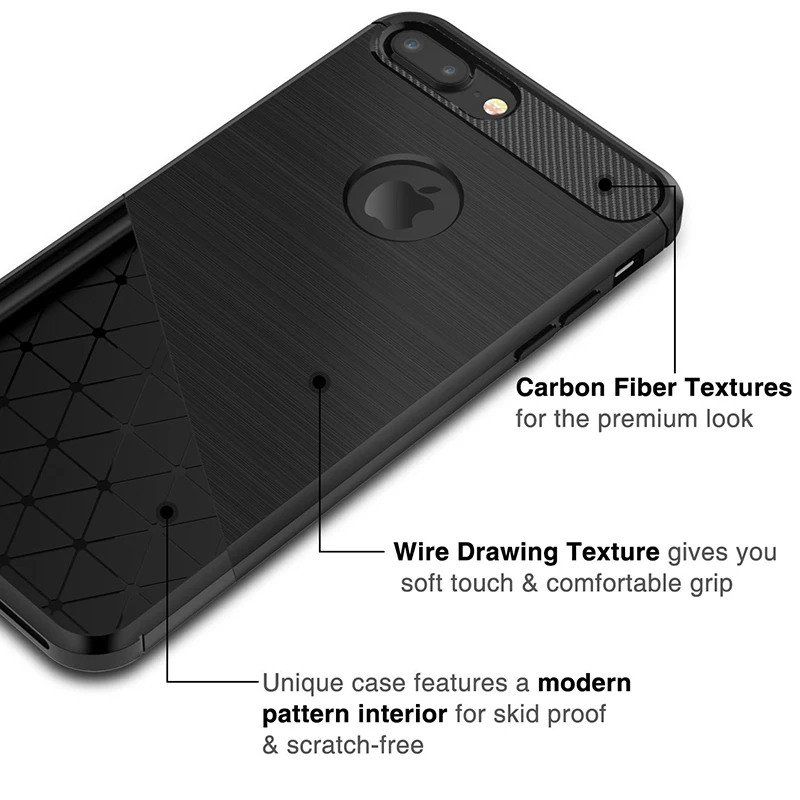 Excellent Grip Cover Case + Temper Glass film for iPhone 5 SE 6 s 7 plus Slim Durable Shock-Absorption Anti-Scratch |