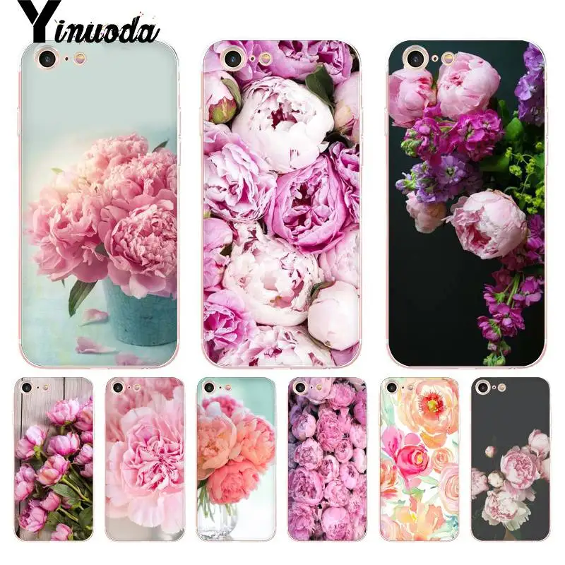

Yinuoda Flower Pink Peonies Peony Coque Shell Phone Case for iPhone 8 7 6 6S Plus X 10 5 5S SE 5C XS XR11 11pro 11promax