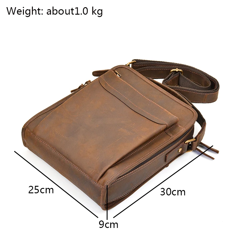 Мужская сумка через плечо vintag коричневая Повседневная Сумка-тоут из натуральной