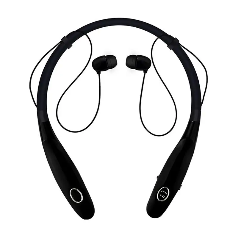 Bluetooth V5.0 гарнитура, Спортивная гарнитура для бега, беспроводные стерео магнитные наушники-вкладыши, наушники с шейным ободом, Большой мощный авиационный металл - Цвет: Black