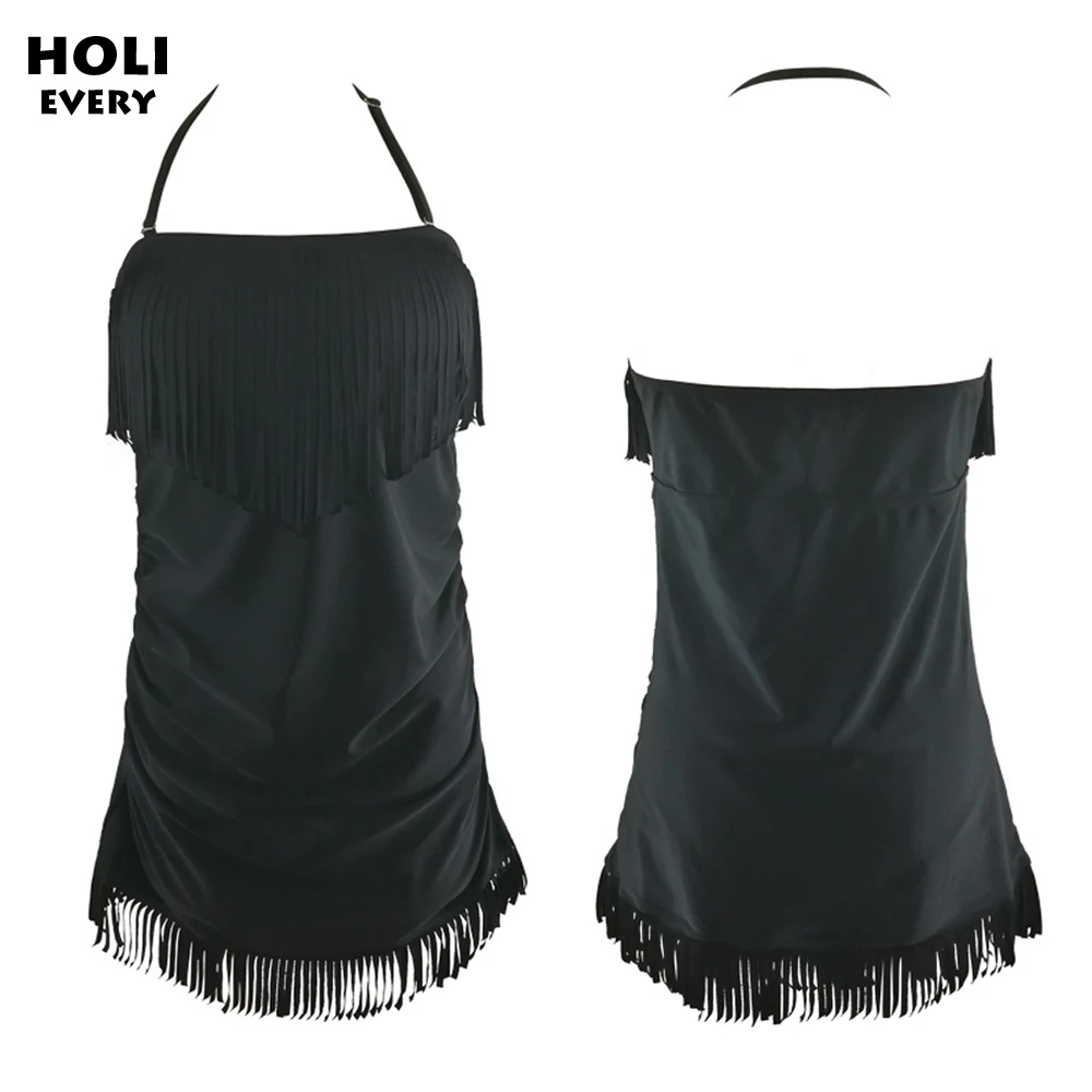 Женский купальник Танкини большого размера плюс с кисточками Пляжное платье из