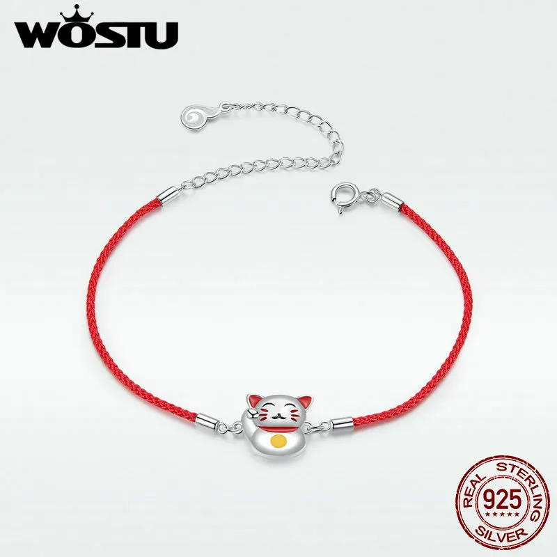 WOSTU 100% Настоящее серебро 925 пробы браслет Maneki Neko 2020 Новое поступление