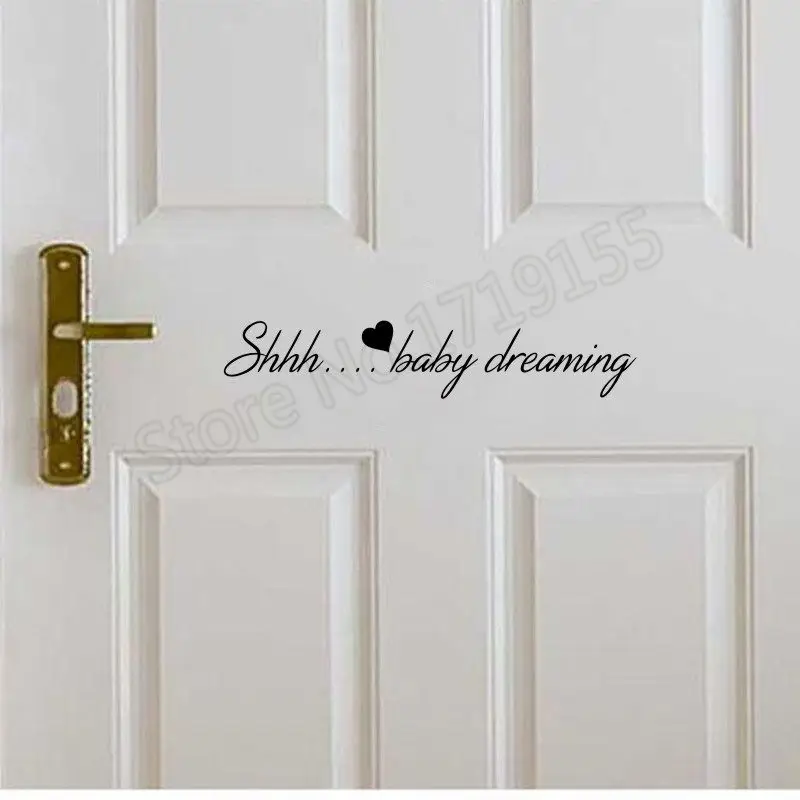 H622 Black Shh Baby Sleeping цитаты наклейки на стену для дверь детской комнаты декор Детская Наклейка на стену спальня мальчика девочки домашний декор DIYSY338 - Цвет: H622 Black