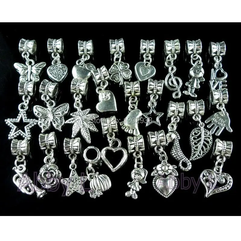 50 шт./лот смешанные винтажные Подвески серебристого цвета фурнитура для