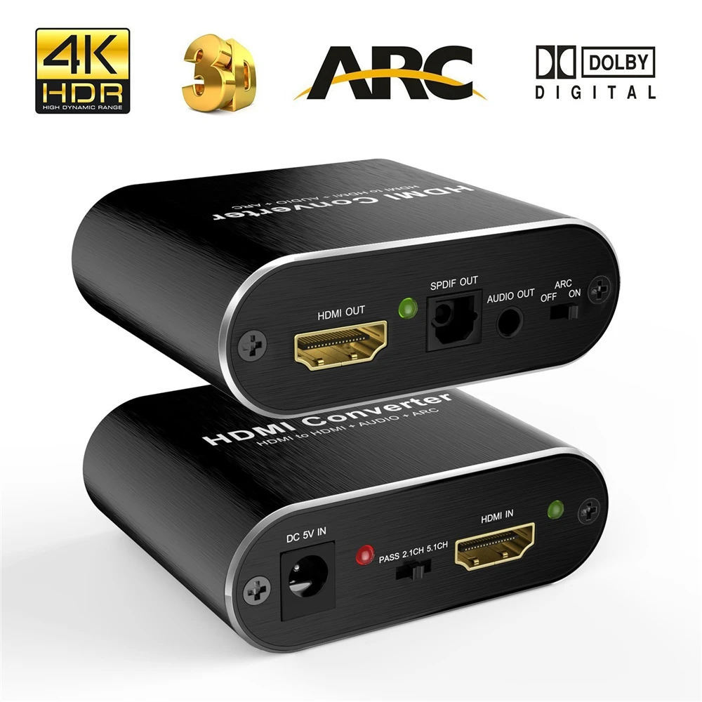 4K HDMI к экстрактор 5 1 ARC аудио разветвитель адаптер Соединительный SPDIF + 3 мм